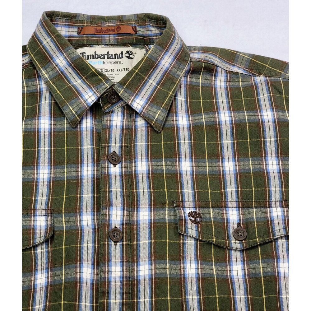Timberland Green Plaid Casual Button Down Shirt